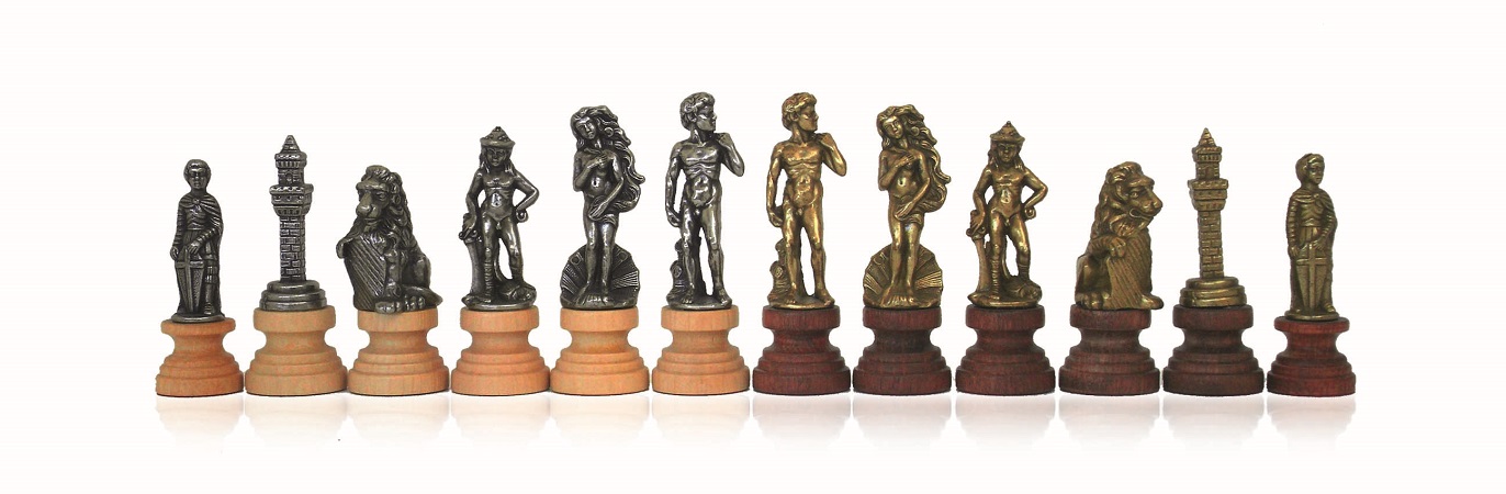 Chess Pieces – Metal – Wood, Fiorentino