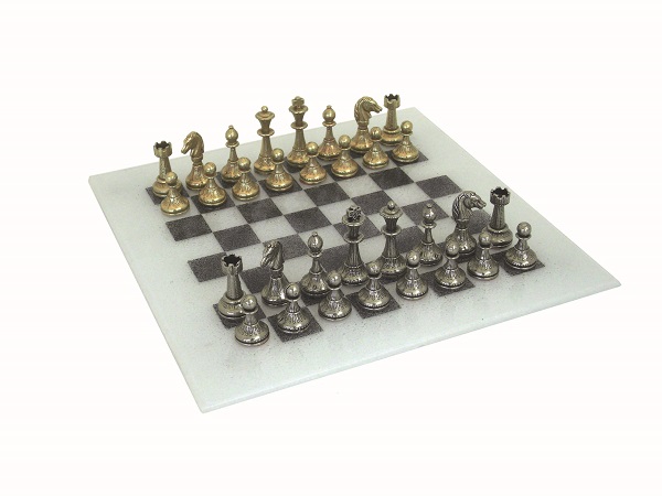 Chess Set – Glass Board/Metal Pieces
