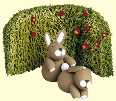 Bunnies With Rose Hedge