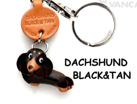 Leather Key Chain – Dachshund Black & Tan
