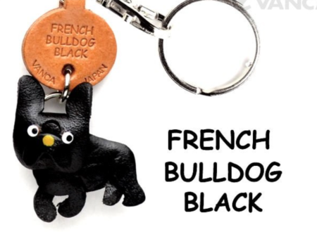 Leather Key Chain – French Bulldog Black