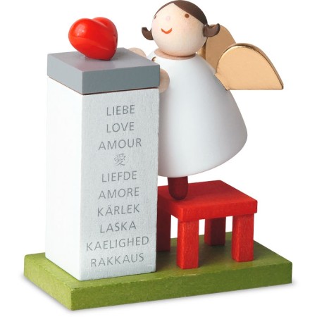 Angel With Heart On Pedestal