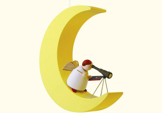 Angel On Moon With Telescope