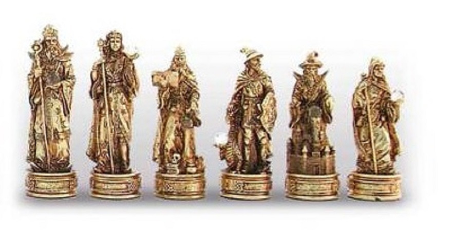 Chess Pieces – Merlino; Gold Silver Plated On Pewter