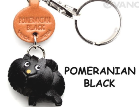 Leather Key Chain – Pomeranian Black