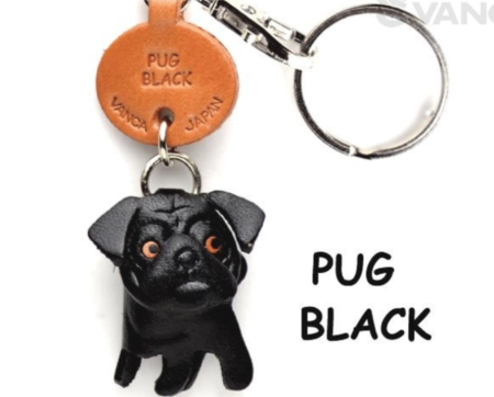 Leather Key Chain – Pug Black