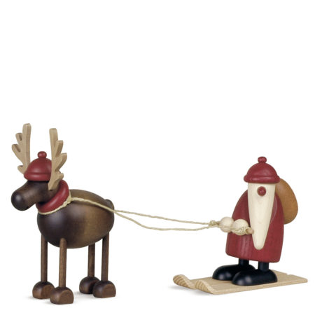 Rudolf The Reindeer With Santa On Skis
