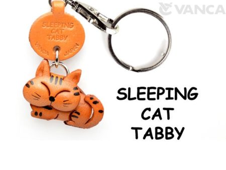 Leather Key Chain – Sleeping Cat Tabby