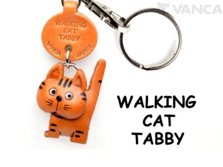 Leather Key Chain – Walking Cat Tabby