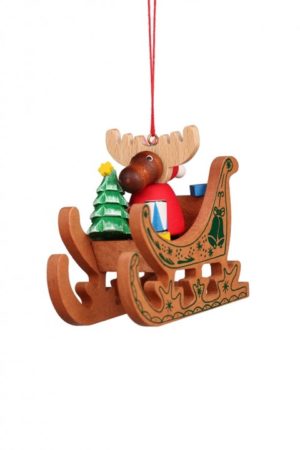 Moose Santa In Sled Ornament