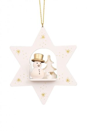 Star White With Snowman Ornament