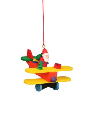 Santa On Plane Ornament