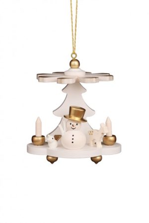 Pyramid White With Snowman Ornament