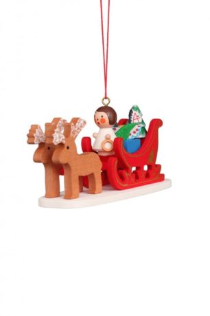 Angel In Reindeer Sleigh Ornament