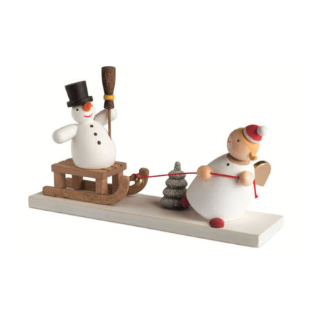 Angel With Snowman On Sledge