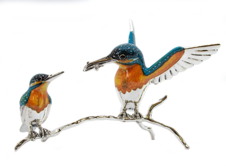 Silver King Fishers On Branch